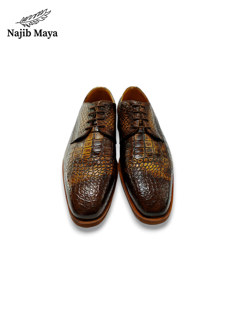 Brown Two Tone Darbi T-shape Shoes For Men's