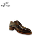 Brown Two Tone Darby T-shape Shoes For Men's