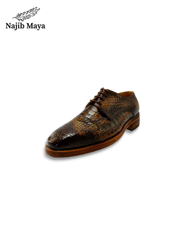 Brown Two Tone Darbi T-shape Shoes For Men's