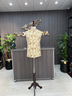 Cream Embroidered Waistcoat For Men's