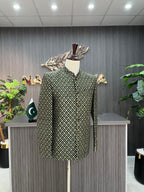 Green Embroidery Prince Coat For Men's