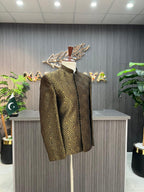Copper Golden Embroidered Prince Coat For Men's