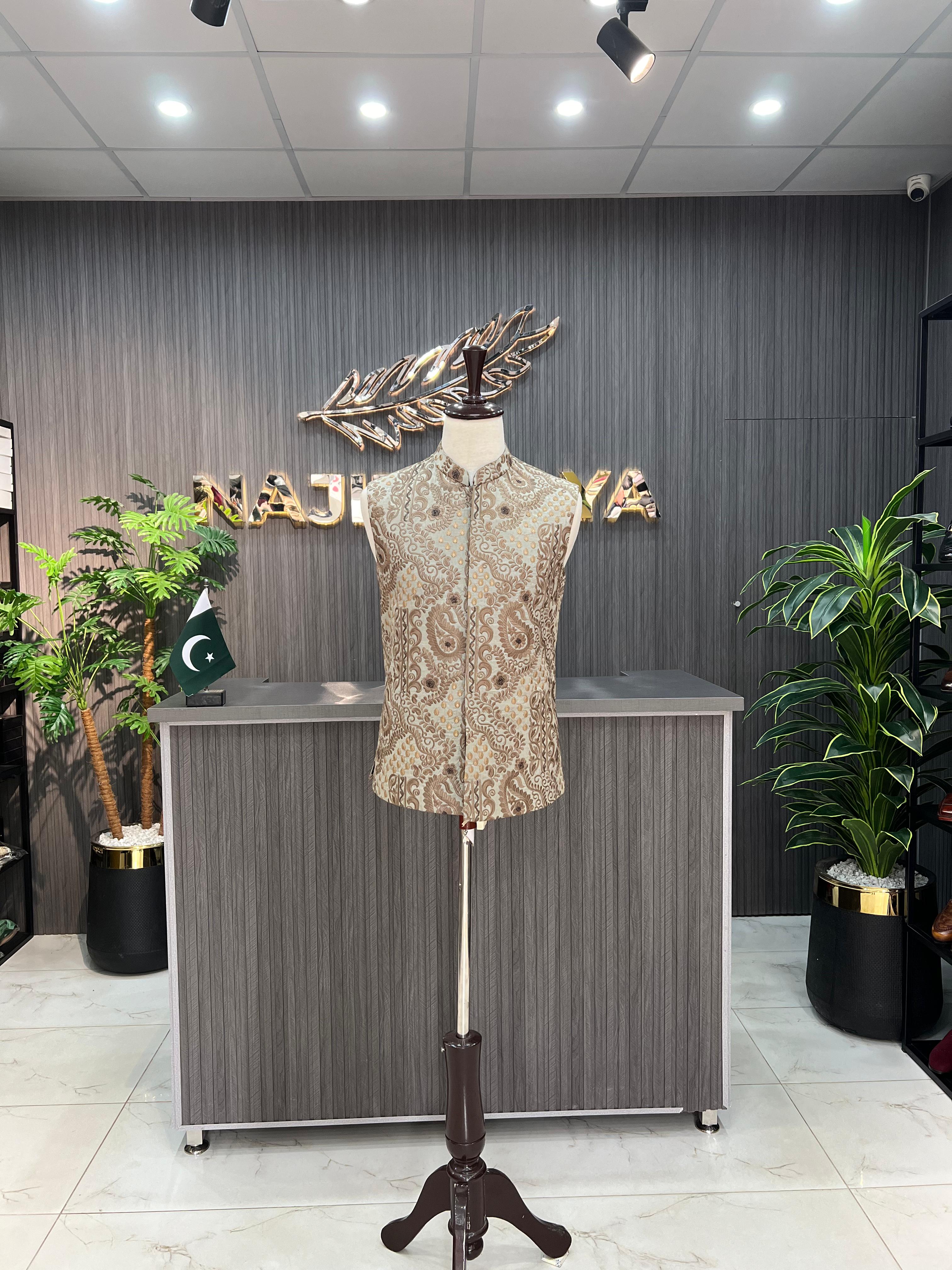 Gree Brown Waistcoat For Men's Main image