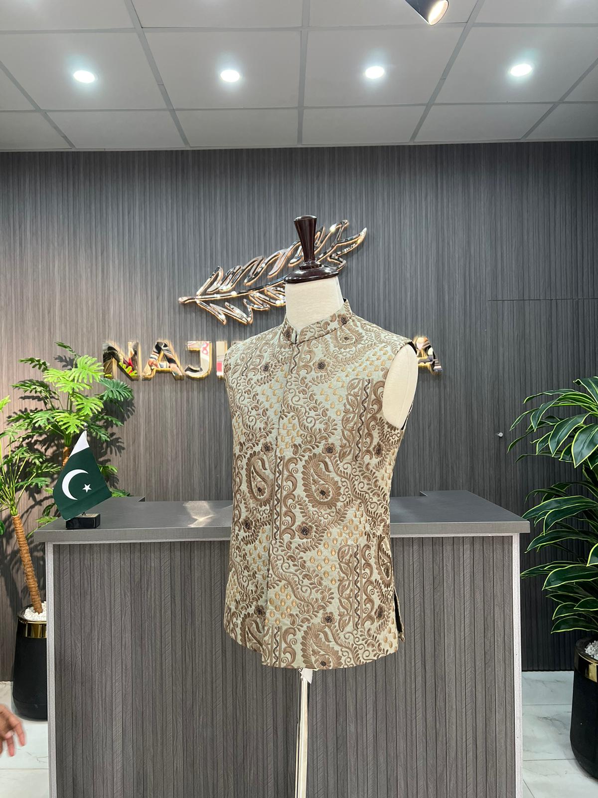 Gree Brown Waistcoat For Men's