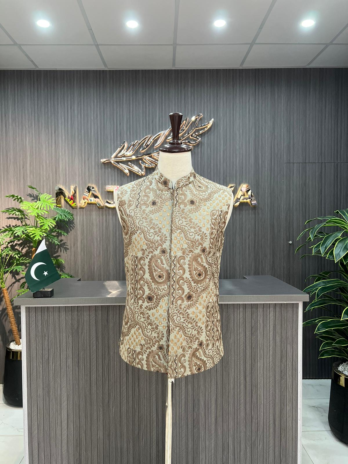 Gree Brown Waistcoat For Men's Secondary image