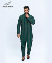 Load image into Gallery viewer, Green Embroidery Kurta Pajama + Shawl For Men&#39;s