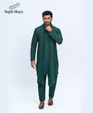 Green Embroidery Kurta Pajama + Shawl For Men's