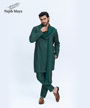 Load image into Gallery viewer, Green Embroidery Kurta Pajama + Shawl For Men&#39;s