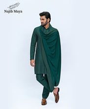 Load image into Gallery viewer, Green Embroidery Kurta Pajama + Shawl For Men&#39;s