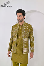 Load image into Gallery viewer, Dhaani Embroidery Mirror Work Prince Coat + Dhaani Embroidery Kurta Pajama For Men&#39;s