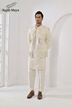 Load image into Gallery viewer, Cream Embroidery Mirror Work Prince Coat + Cream Embroidery Kurta Pajama For Men&#39;s