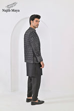 Load image into Gallery viewer, Black Embroidery Mirror Work Prince Coat + Black Embroidery Kurta Pajama For Men&#39;s