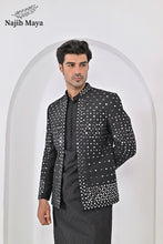 Load image into Gallery viewer, Black Embroidery Mirror Work Prince Coat + Black Embroidery Kurta Pajama For Men&#39;s