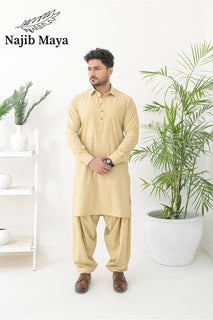 Light fawn Shalwar Kameez For Men's
