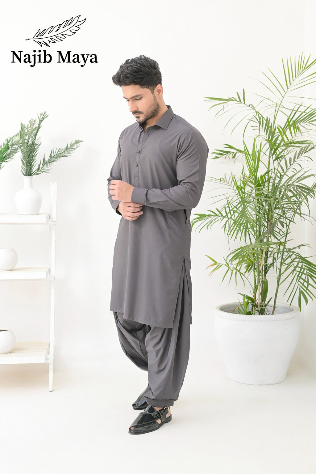 Grey Shalwar Kameez For Men's