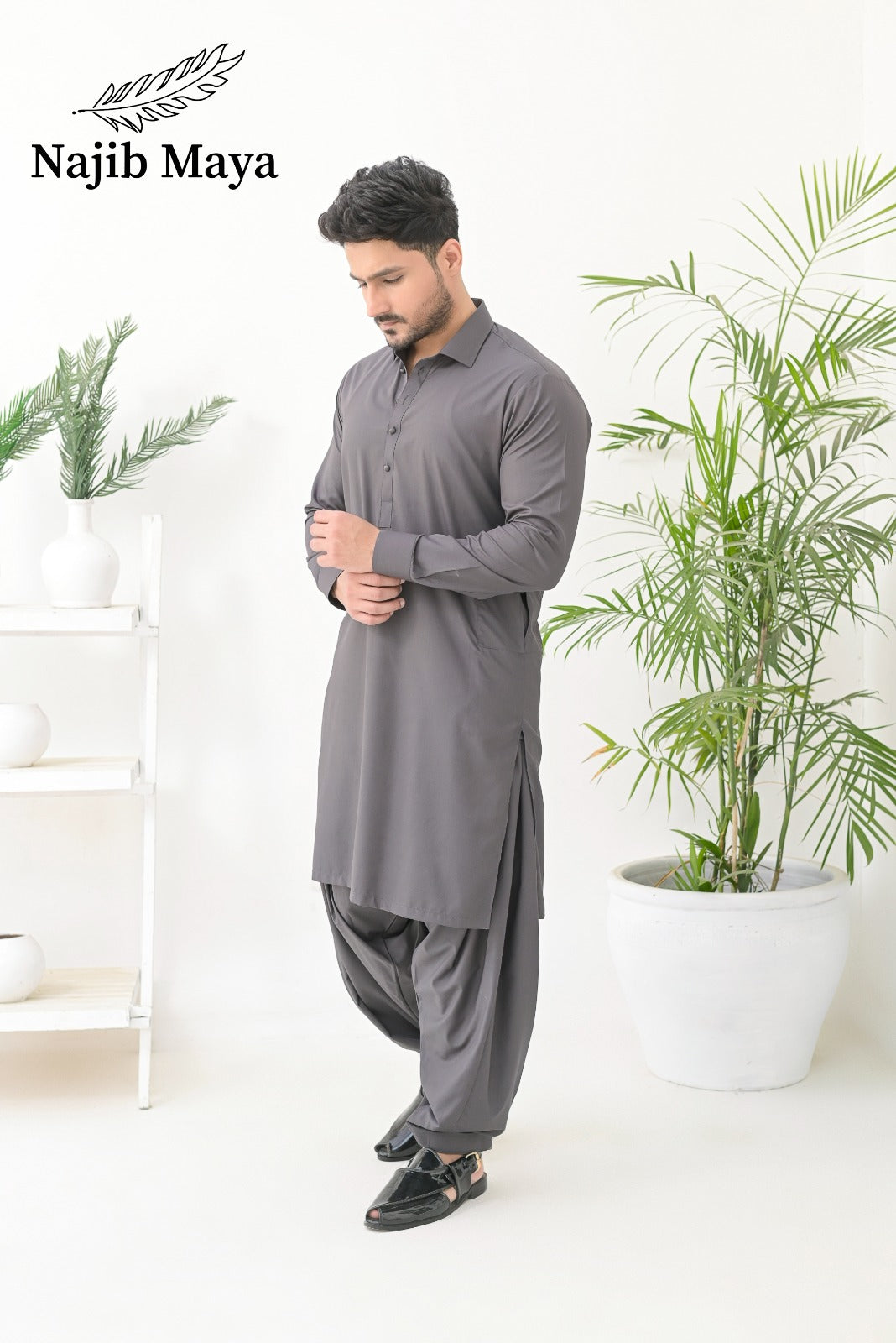 Grey Shalwar Kameez For Men's