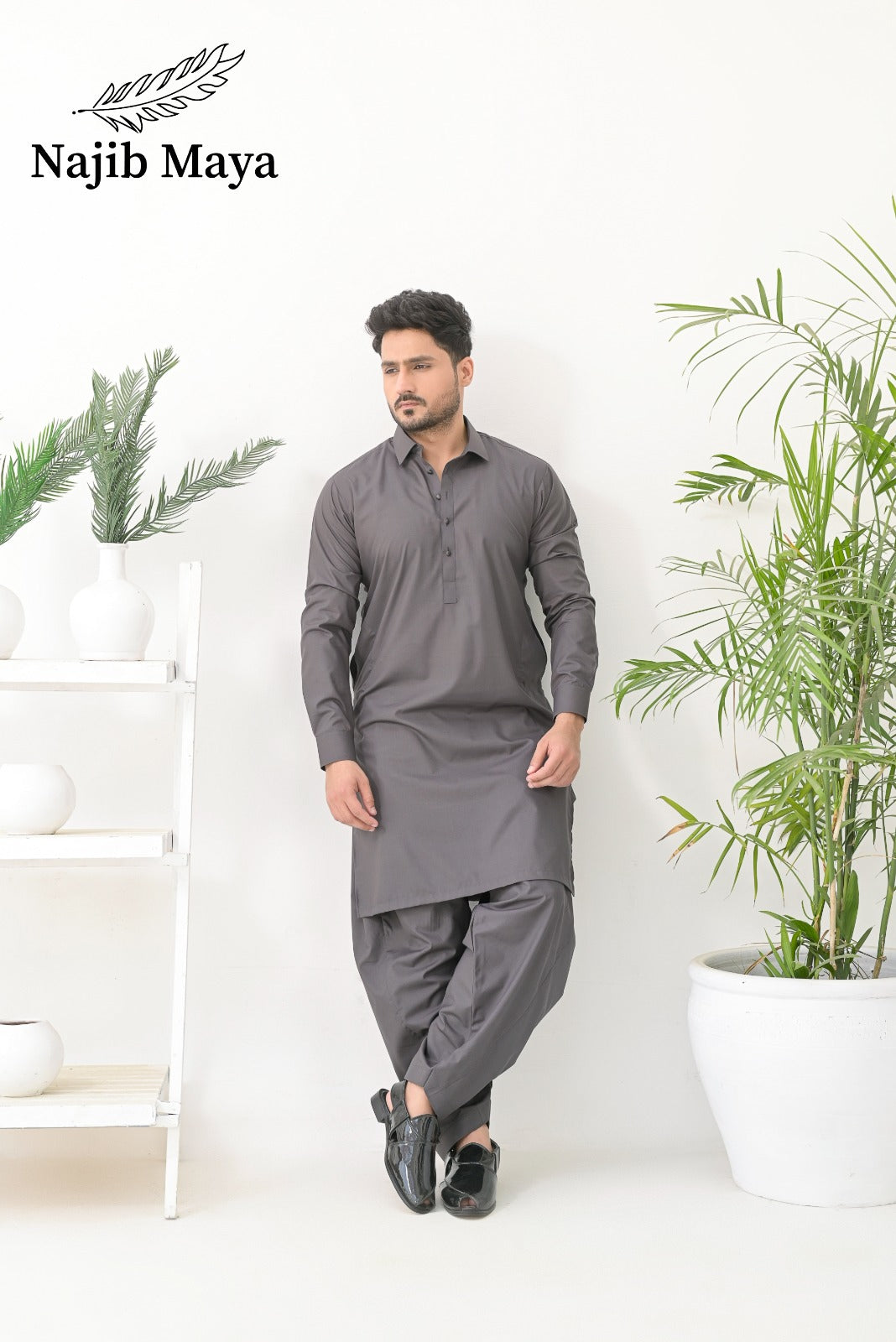 Grey Shalwar Kameez For Men's Main image