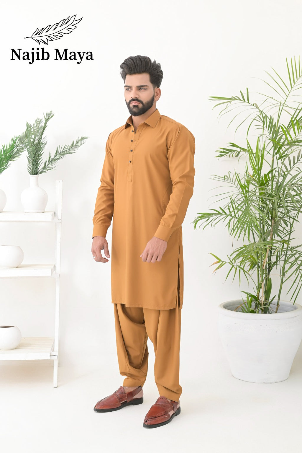 Mustard Shalwar Kameez For Men's