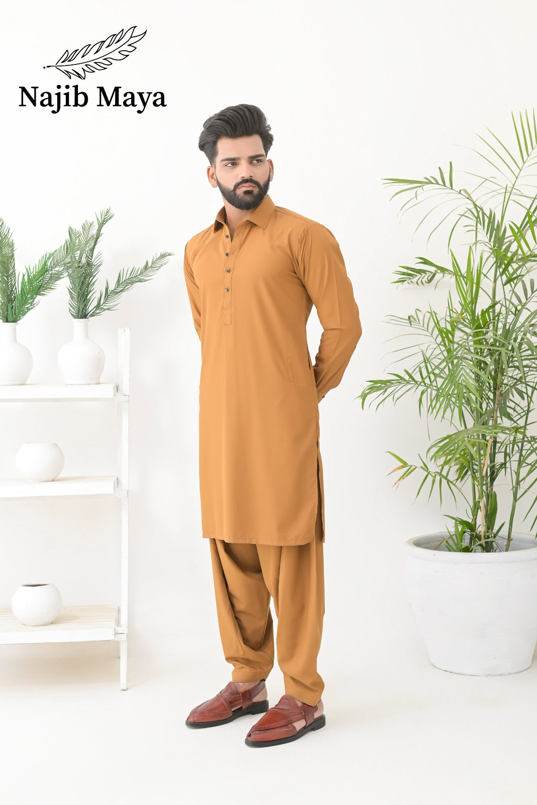 Mustard Shalwar Kameez For Men's