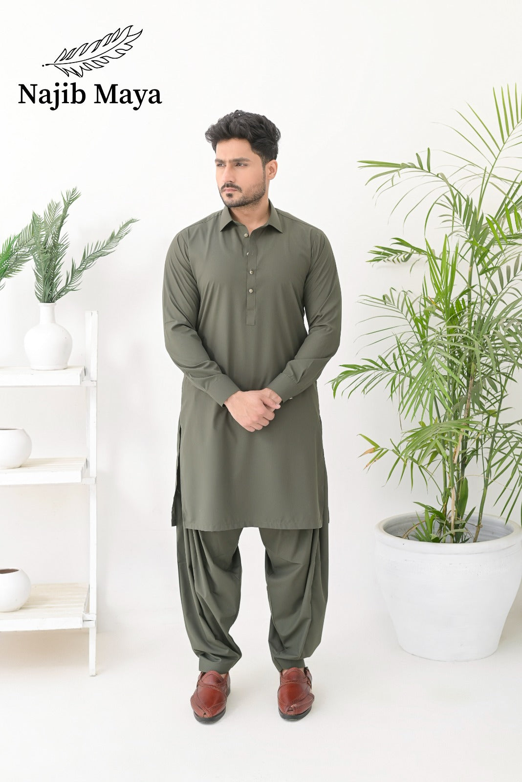 Green Shalwar Kameez For Men's