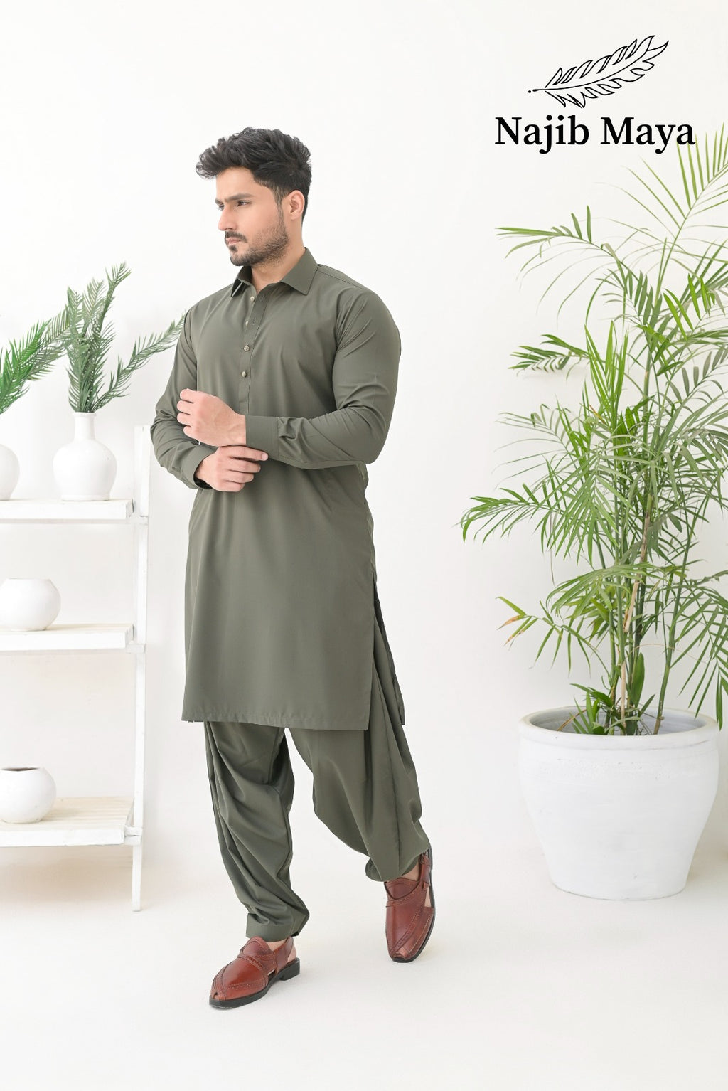 Green Shalwar Kameez For Men's