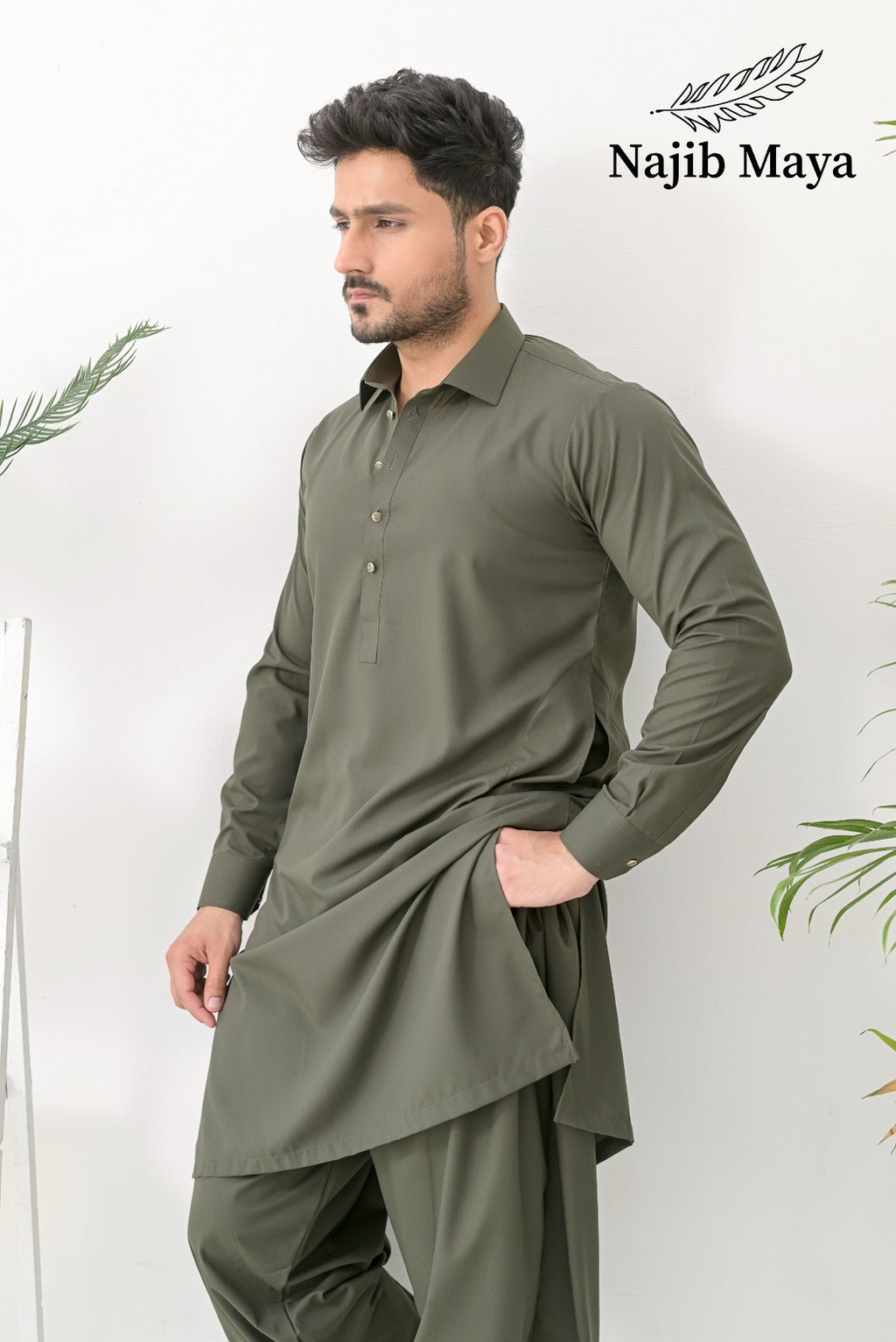 Green Shalwar Kameez For Men's