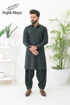 Bottle Green Shalwar Kameez For Men's