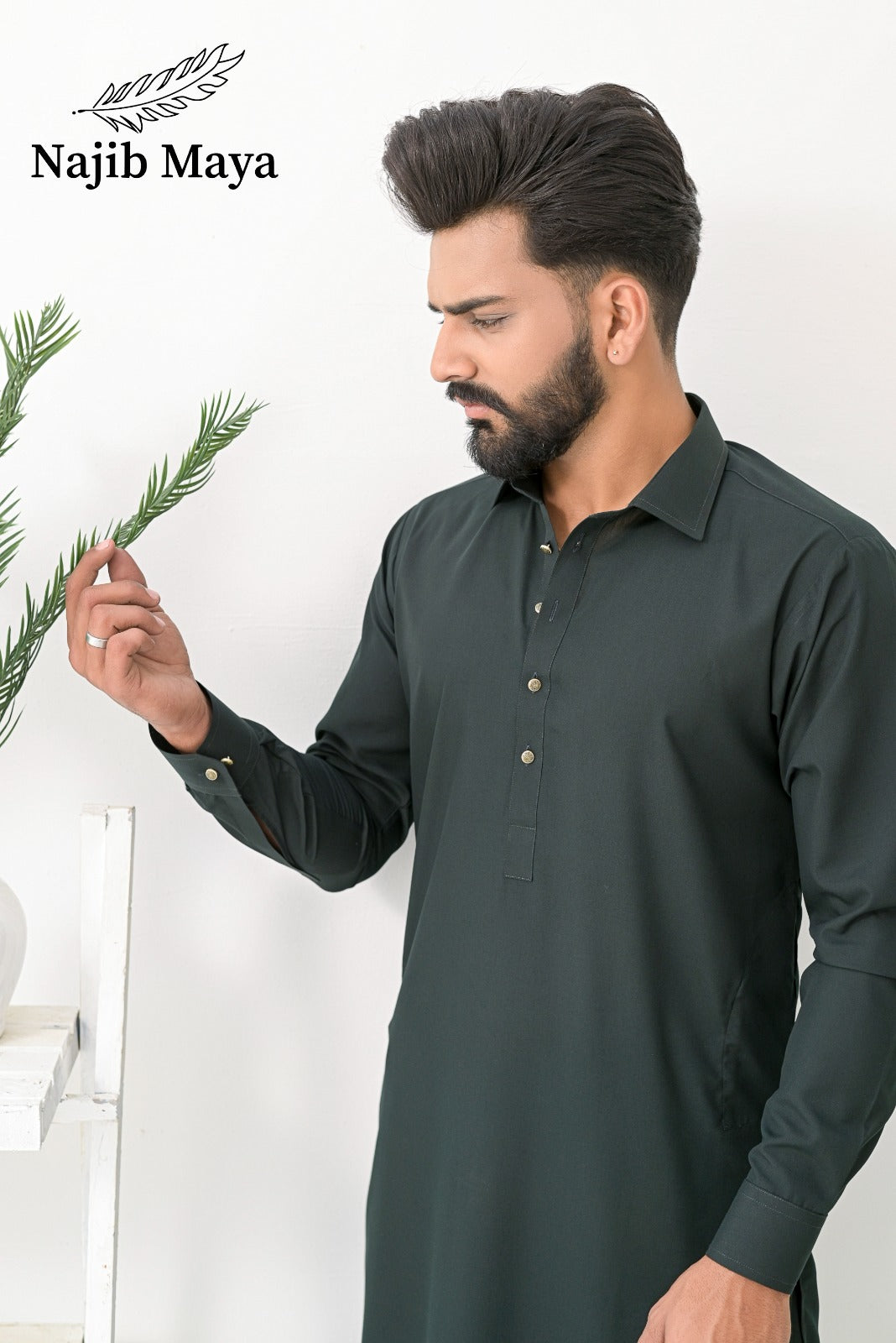 Bottle Green Shalwar Kameez For Men's