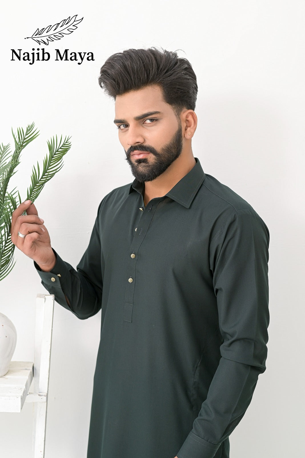 Bottle Green Shalwar Kameez For Men's