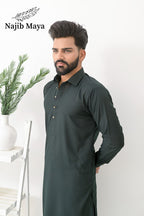Bottle Green Shalwar Kameez For Men's