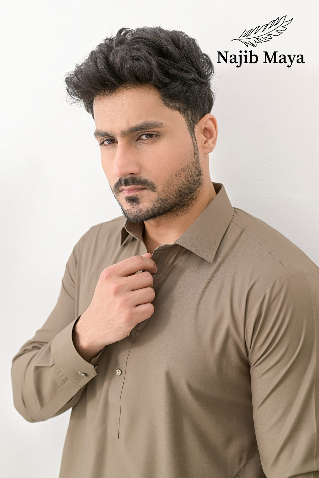 Biscuit Brown Shalwar Kameez For Men's
