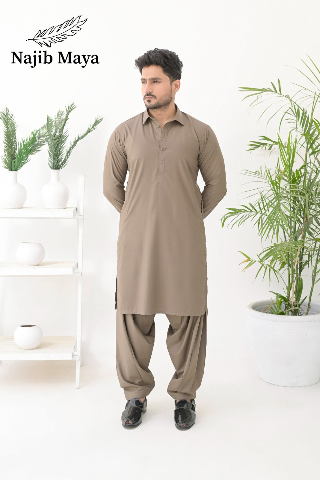Biscuit Brown Shalwar Kameez For Men's Main image