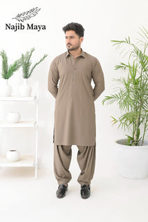 Biscuit Brown Shalwar Kameez For Men's