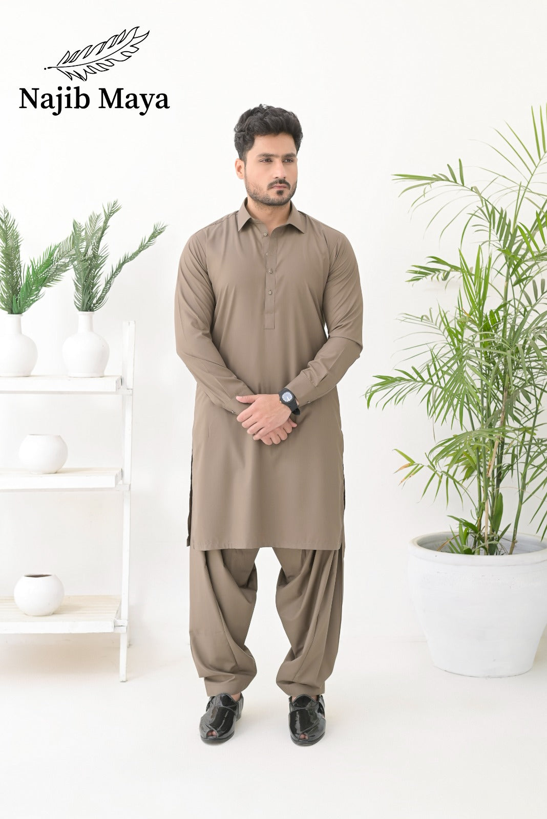 Biscuit Brown Shalwar Kameez For Men's