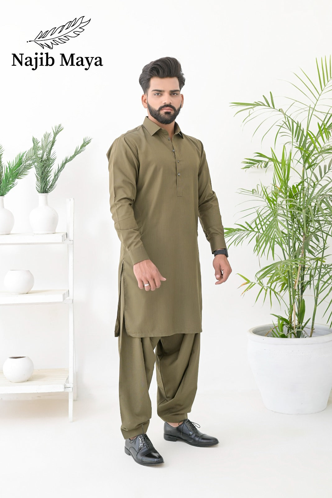 Pista Green Shalwar Kameez For Men's