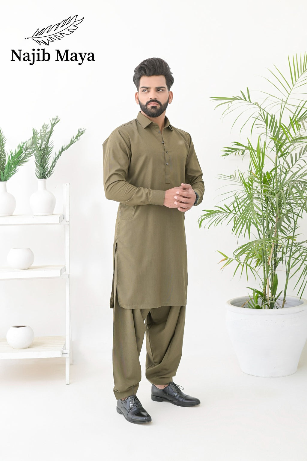 Pista Green Shalwar Kameez For Men's
