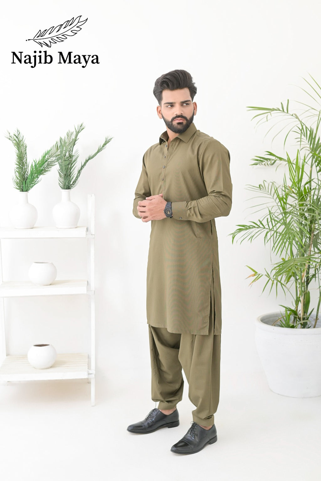 Pista Green Shalwar Kameez For Men's