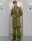 Green Embroidery Kurta With Bell Bottom Pajama + Shawl For Men's