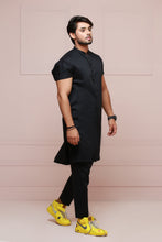 Load image into Gallery viewer, Black Half Sleeves Kurta Pajama For Men&#39;s