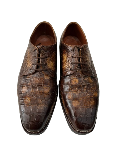 Crocodile Brown Two Tone Darbi Shoes For Men's