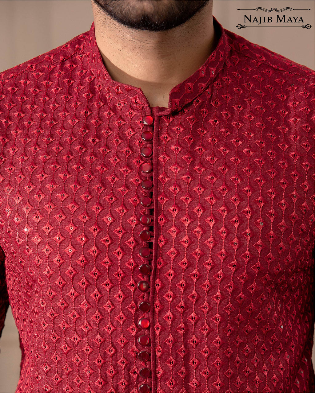 Maroon Embroidered Kurta Pajama For Men's