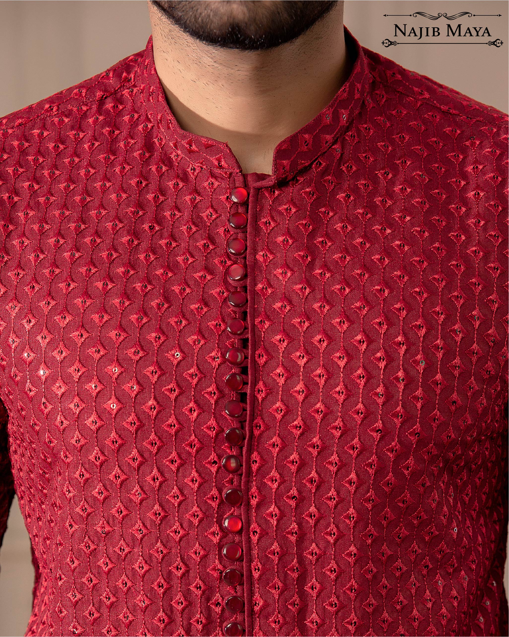 Maroon Embroidered Kurta Pajama For Men's