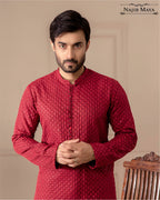 Maroon Embroidered Kurta Pajama For Men's