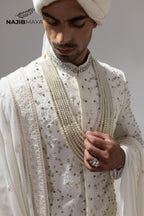 White Full Hand Work Sherwani For Men's