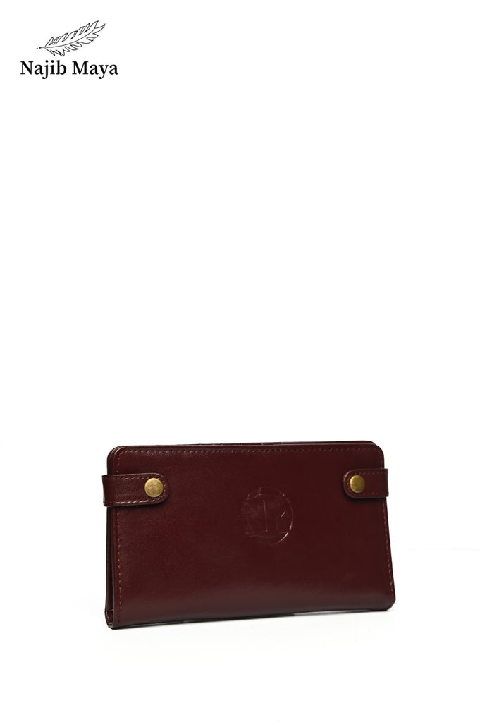 Maroon Button Wallet For Men's