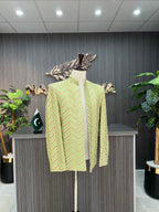 Pista Green & Golden Embroidery Prince Coat For Men's