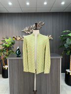 Pista Green & Golden Embroidery Prince Coat For Men's
