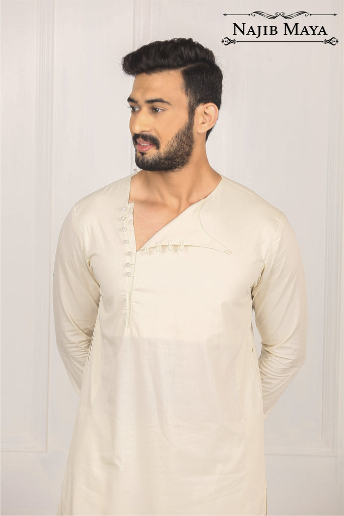 Cream Elegant Kurta Pajama For Men's