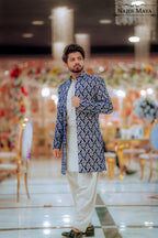 Blue Front Open Short Sherwani For Men's