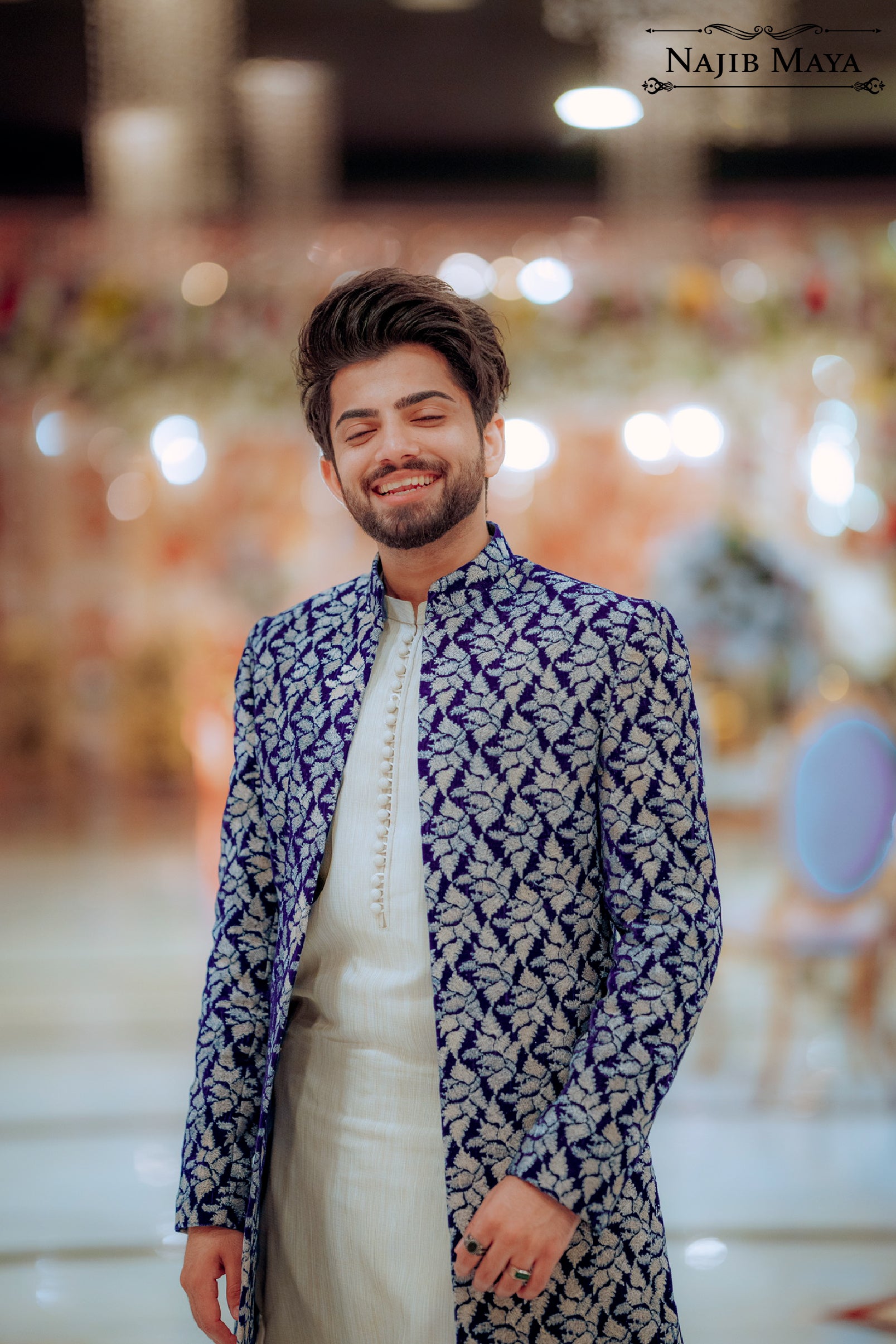 Blue Front Open Short Sherwani For Men's